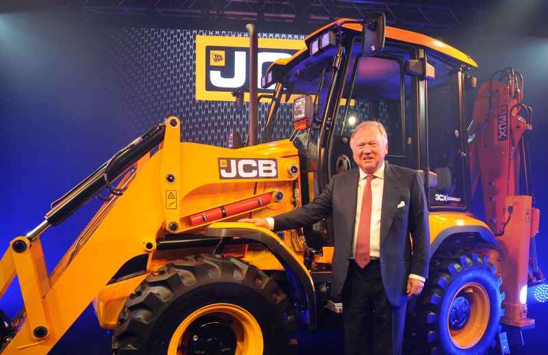 JCB Chairman Lord Bamford at the launch of the 3CX compact