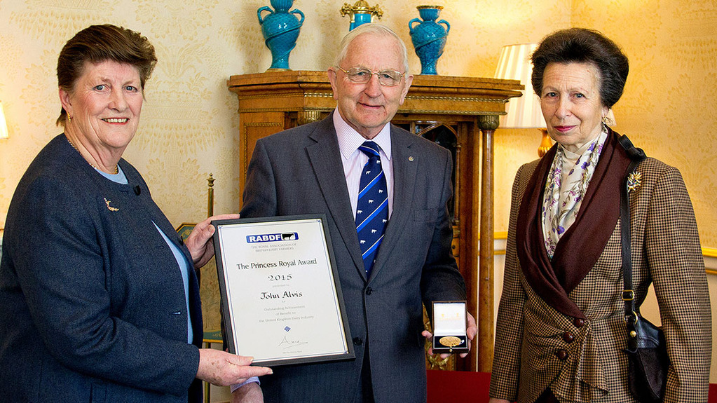 John Alvis, with his wife Pauline, receives the RABDF Princess Royal Award from Her Royal Highness