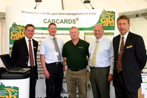 Mark Littleford (Vaderstad), Mark Bullen (Syngenta), Phil Jarvis (The Game Conservancy Trust), James Paice MP and Michael Alsop (Vaderstad) at the launch of CabCards.