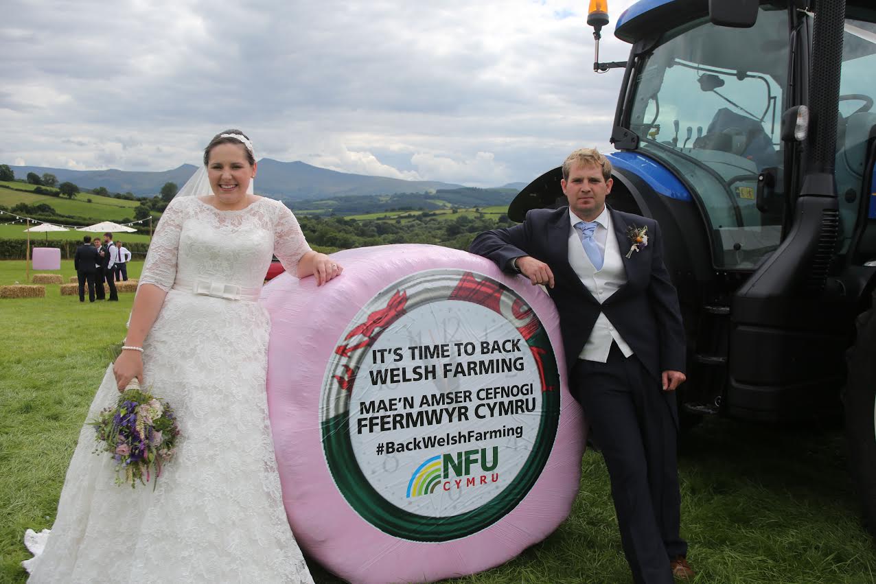 The newly-wed couple decided to show their support for Welsh agriculture (Photo: Riley Photography)