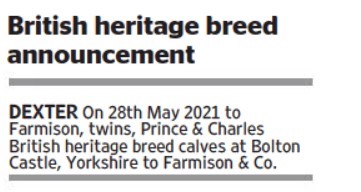 The announcement as seen in The Times