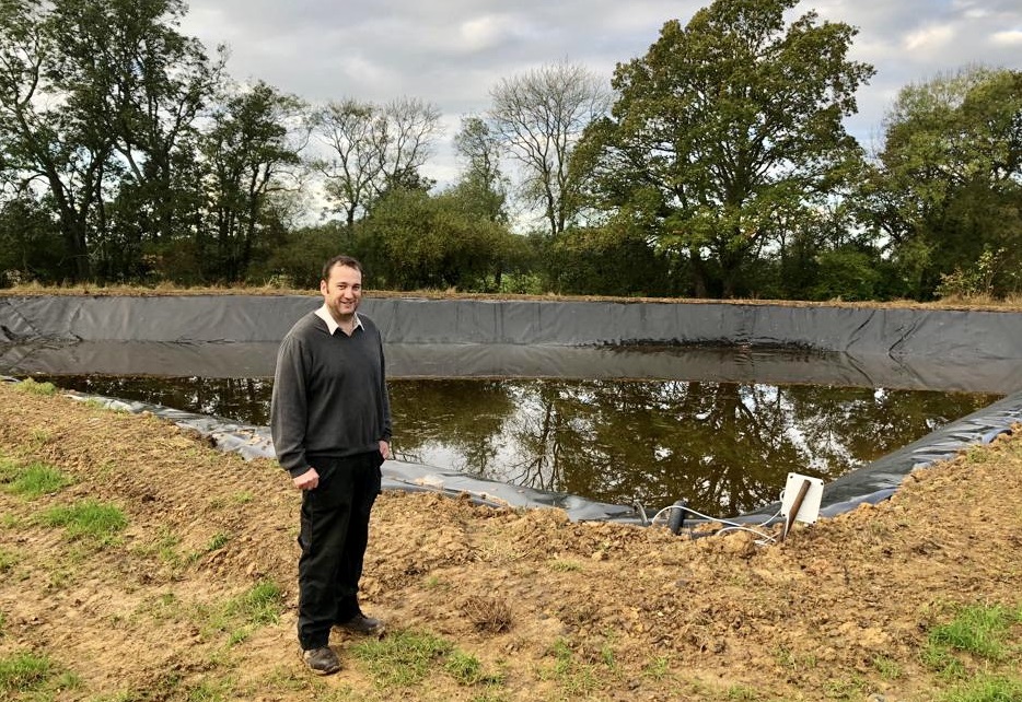 The Hampshire family-run farm moved 3,000 tonnes of soil around to create the water feature