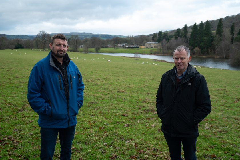 James Hadwin, of JH Agri Consultancy (left) and Gareth Jones, Rhug Estate farm manager (right)