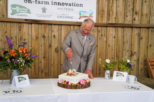 Prince Charles joined 150 people in Cornwall as they celebrated a 'remarkable' 10 years of farmer-led research (Photo: Innovative Farmers)