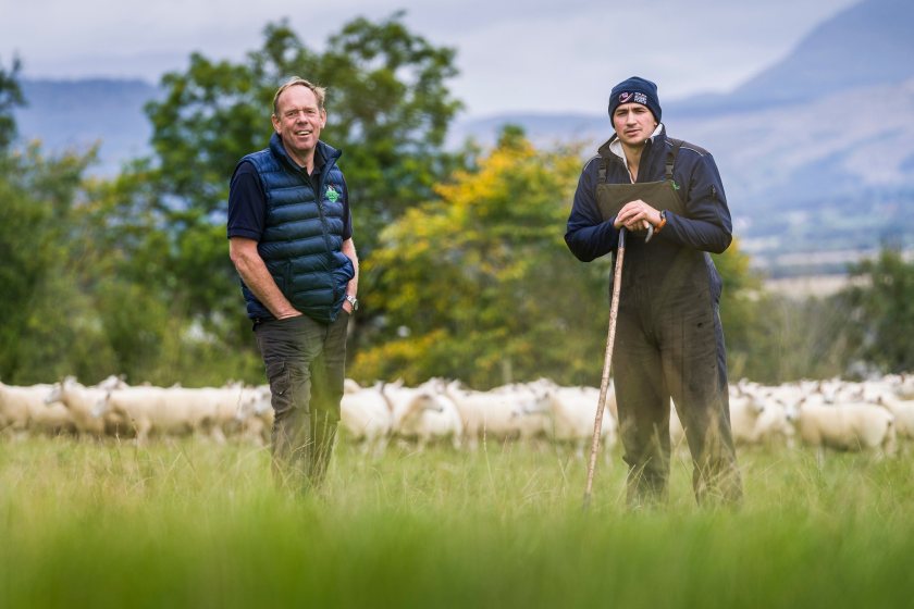 Perthshire farmer Callum McDiarmid's (L) efficient grazing system has been his key to success in winning the Scottish Sheep Farm of the Year title