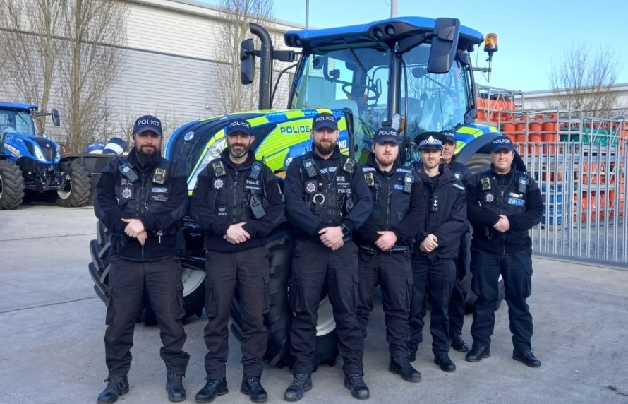 Machinery firm New Holland has loaned Essex Police the use of one of its distinctive T6 tractors (Photo: Essex Police)