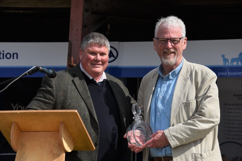 Bob Kennard (R), a sheep farmer from mid-Wales, has been hailed for his work in boosting Britain’s native sheep breeds