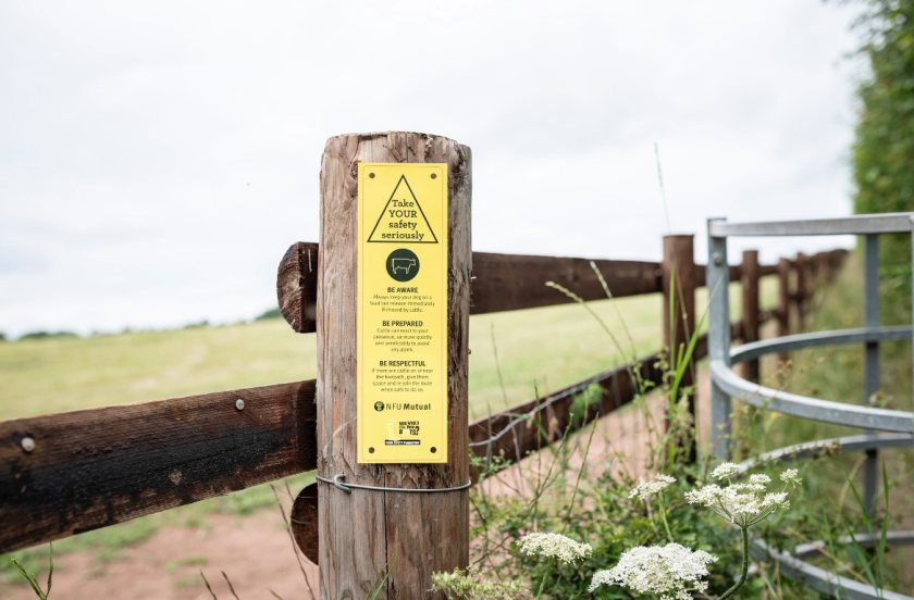 The signs call for walkers to move quietly and predictably to avoid any alarm to cattle (Photo: NFU Mutual)