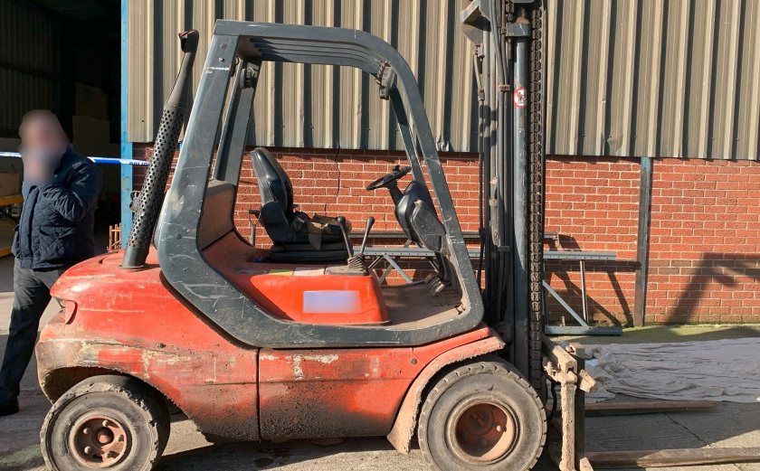 Mark Young, who died after a fall, was lifted up to the roof on this forklift truck (Photo: HSE)