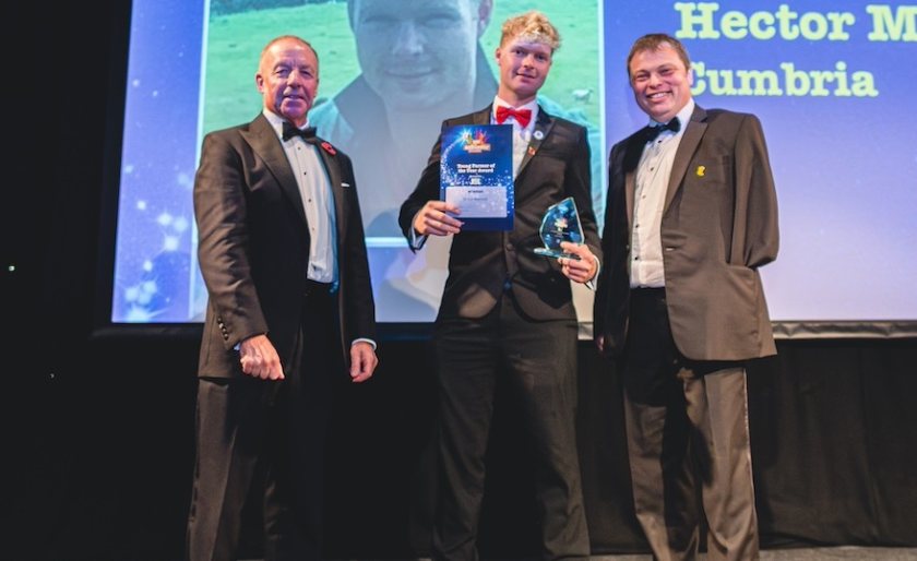 Hector Meanwell, 25, from Tebay in Cumbria, was awarded the title of Young Farmer of the Year