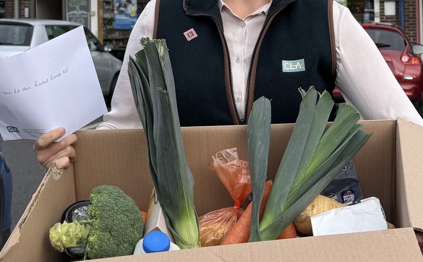 A selection of locally produced food was delivered to the chancellor's office in Leeds